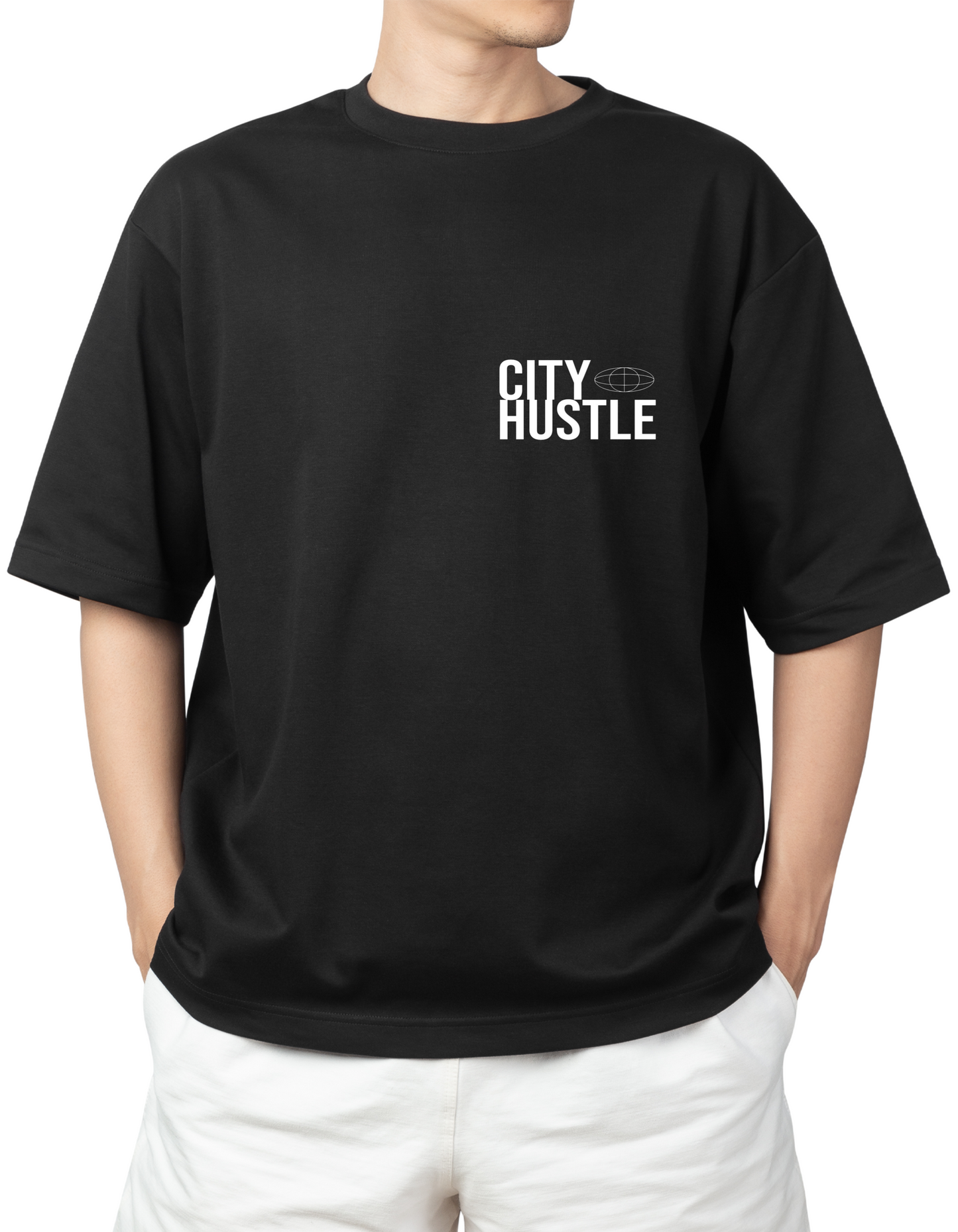 City Hustle Typography Men's Oversized Tee