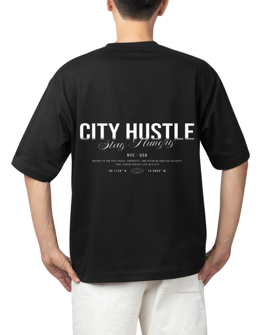 City Hustle Typography Men's Oversized Tee